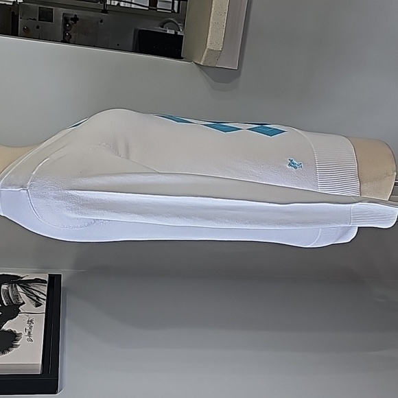 ASHWORTH WOMEN'S GOLF ARGYLE SWEATER. White, blue size small. - Picture 4 of 8